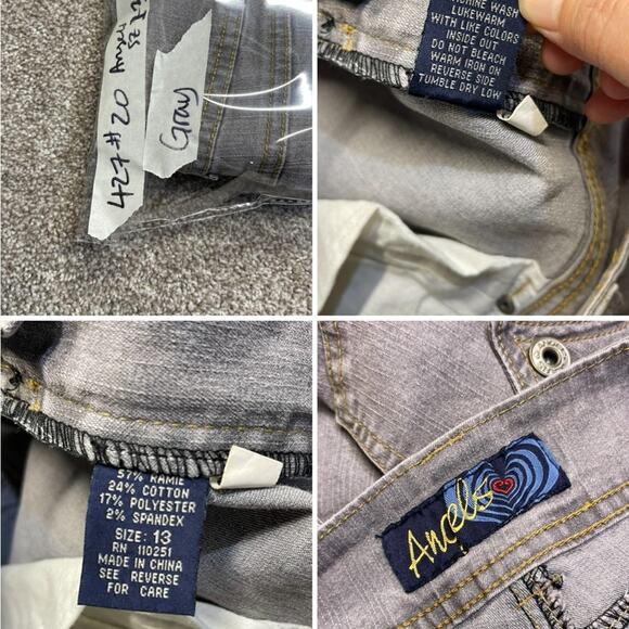 y2lk vintage grunge Angels womens straight jeans sz 13 mid rise gray stretch - Picture 10 of 12